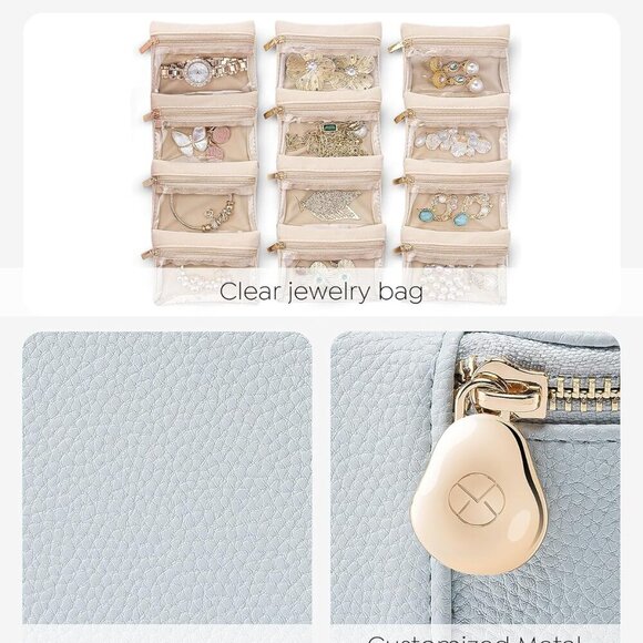 Travel Jewelry Case Organizer,Small Jewelry Box with 12 Velvet Jewelry Storage P - Picture 3 of 7